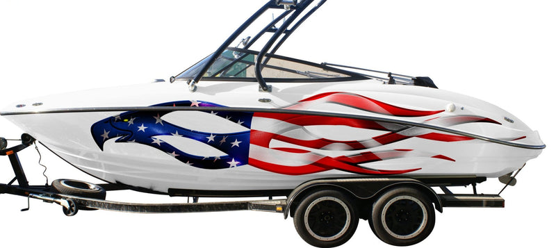 American pride eagle large decal on boat